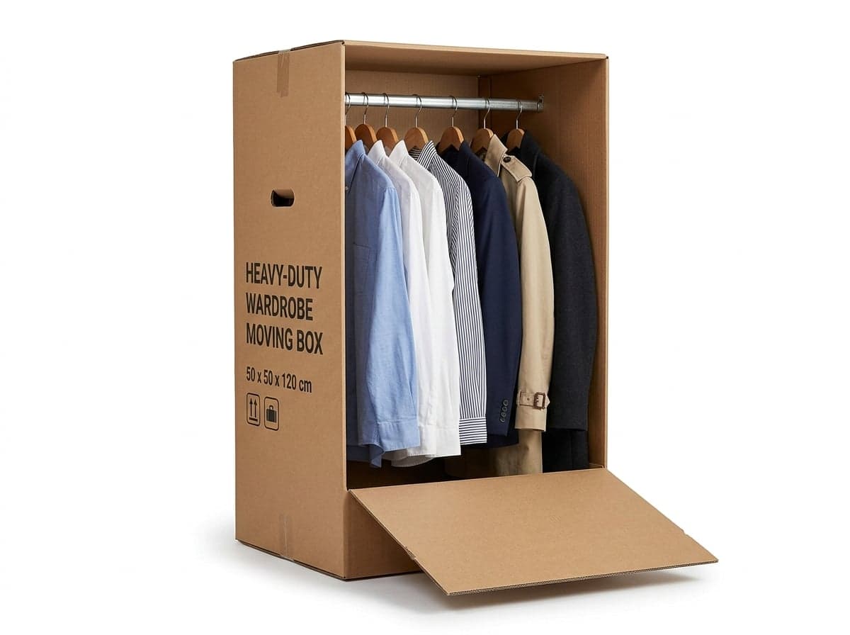 Tall Wardrobe Box with Metal Hanging Rail