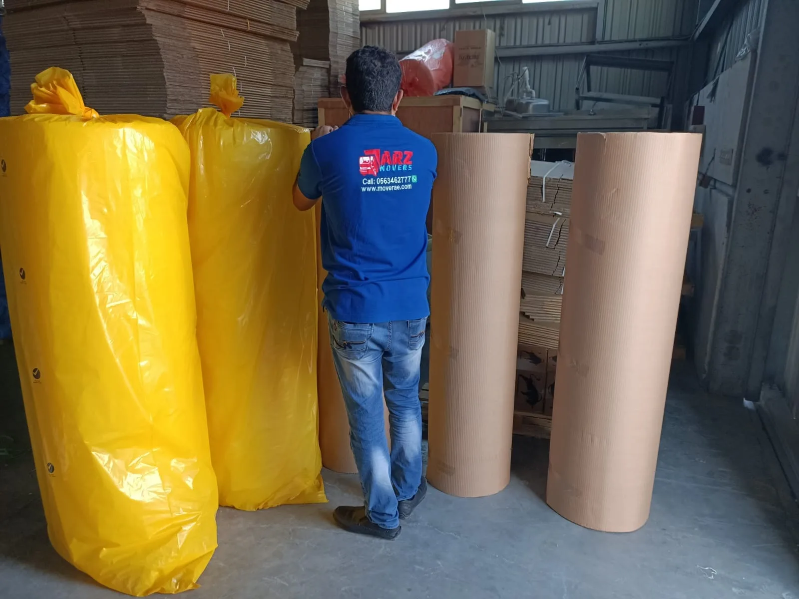 Packing materials and protective wrap at the ARZ Movers warehouse