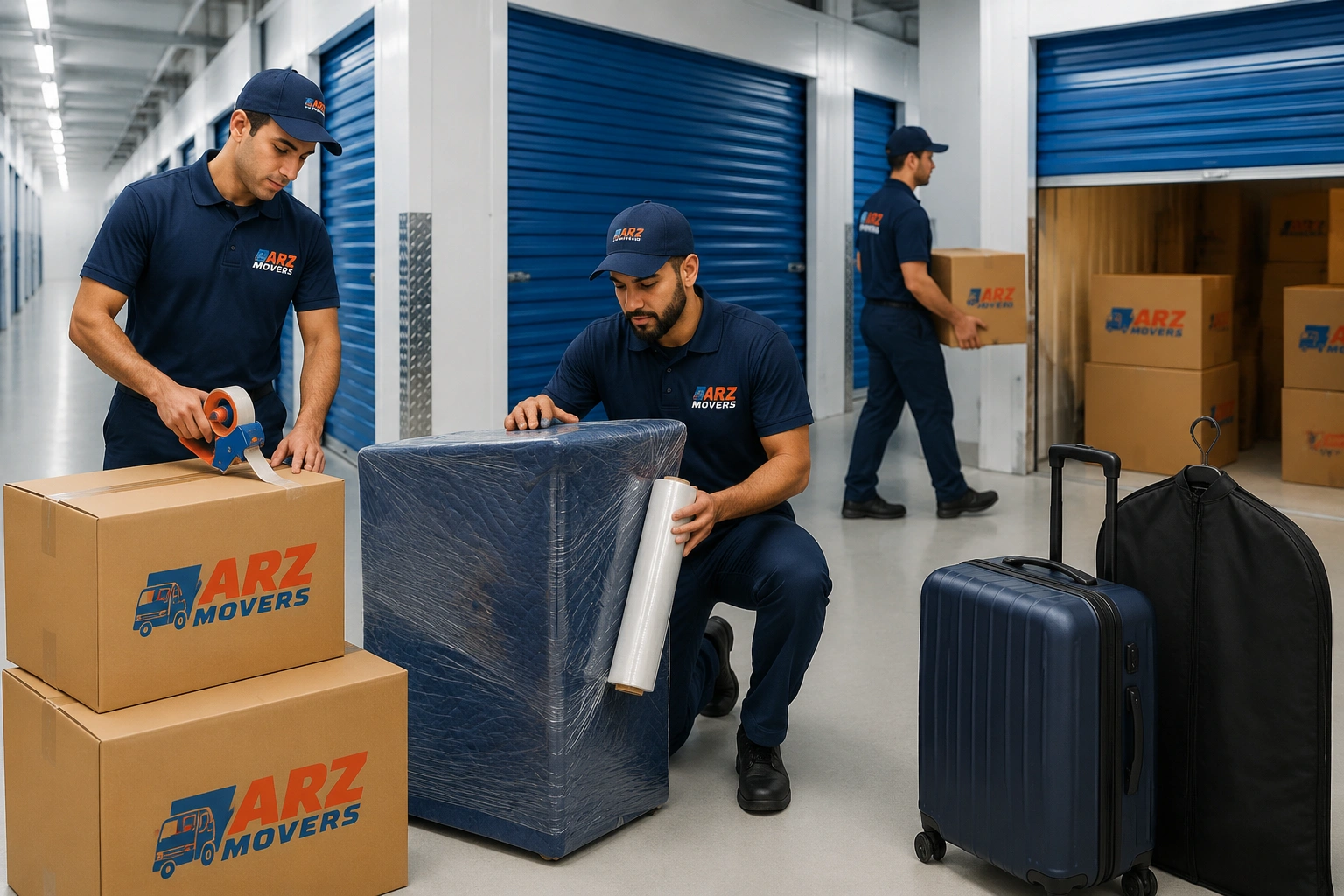 ARZ Movers storage in Abu Dhabi offers flexible contracts, expert handling, and convenient location for secure item storage.