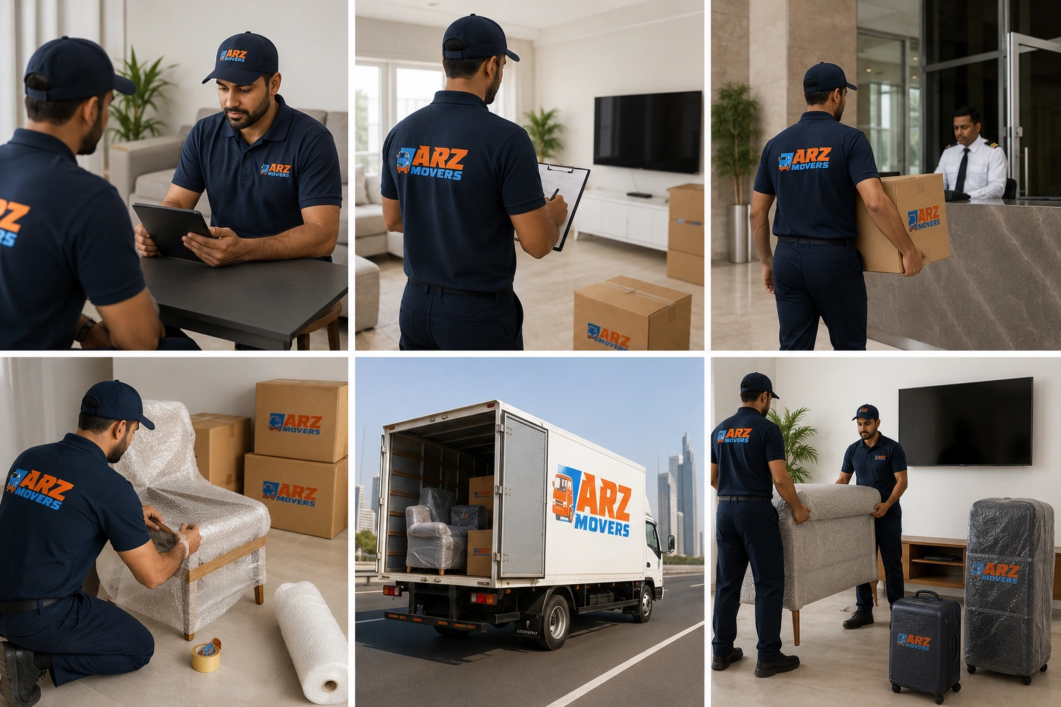 Professional moving process in Ras Al Khaimah from survey planning packing transport setup and final handover service.
