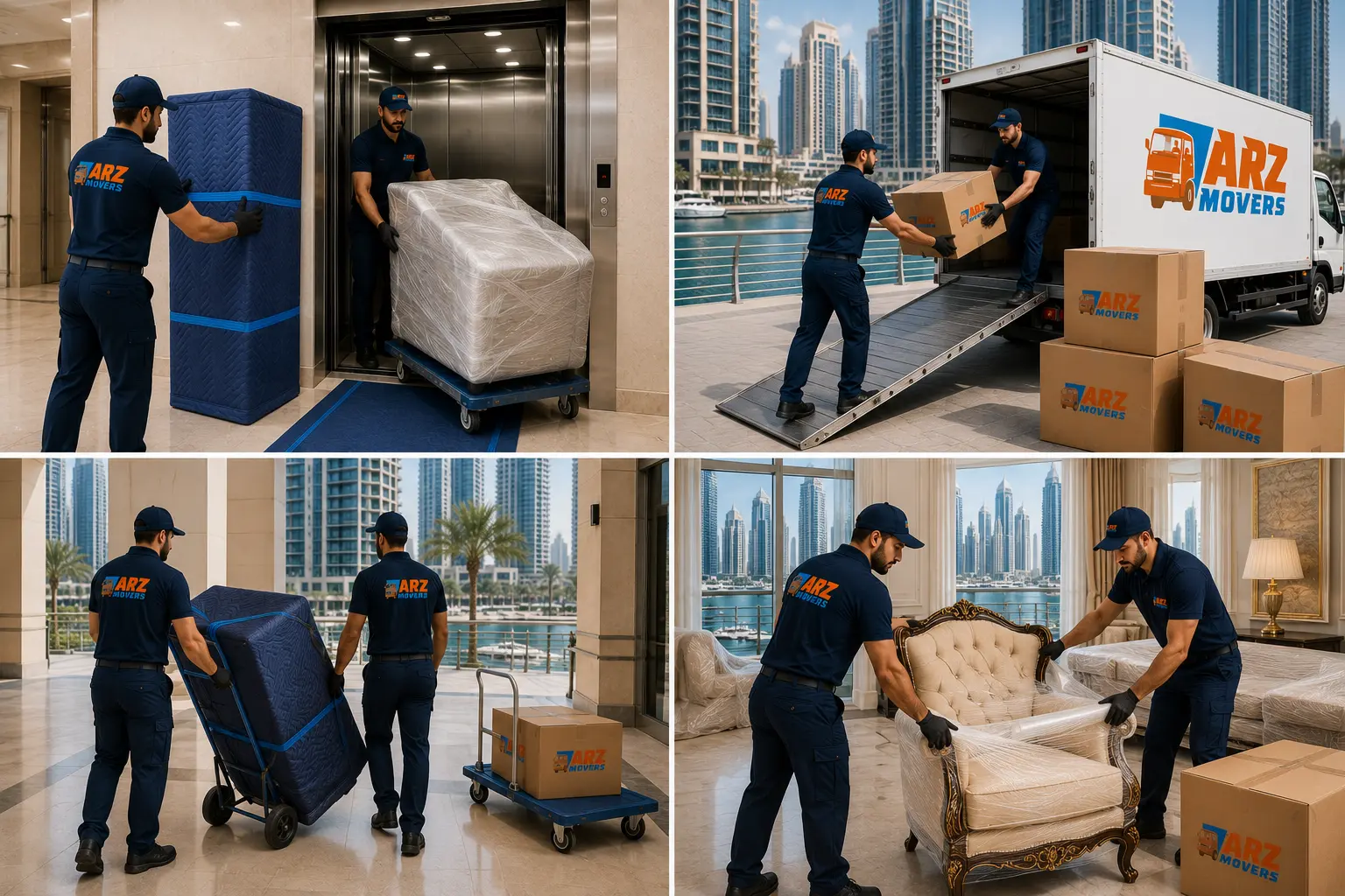 Dubai Marina movers specializing in high-rise relocations, permits, luxury furniture handling and JBR access logistics.
