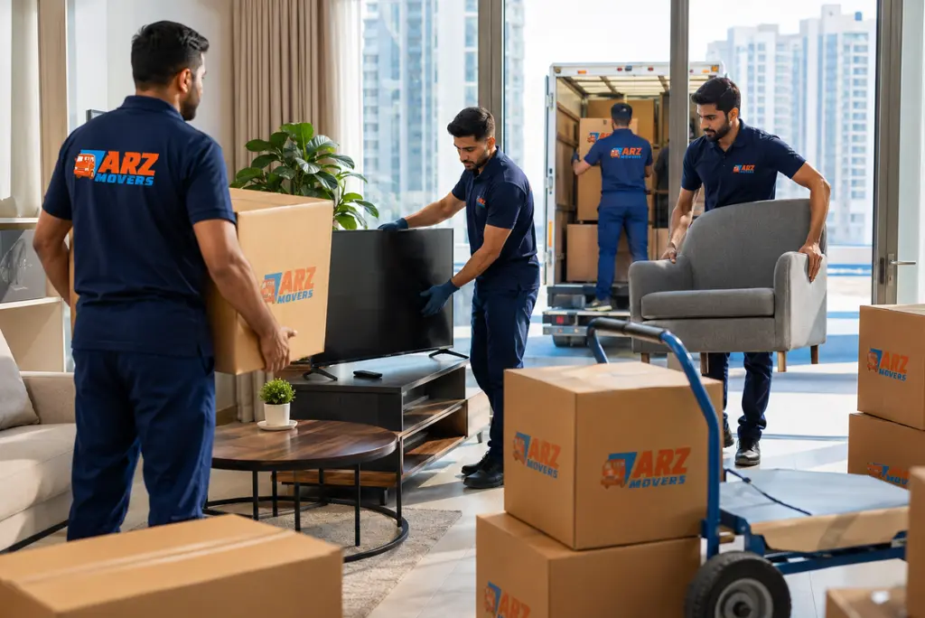 Professional packers in Al Nahda Dubai handling furniture, electronics and household items with safe moving services.