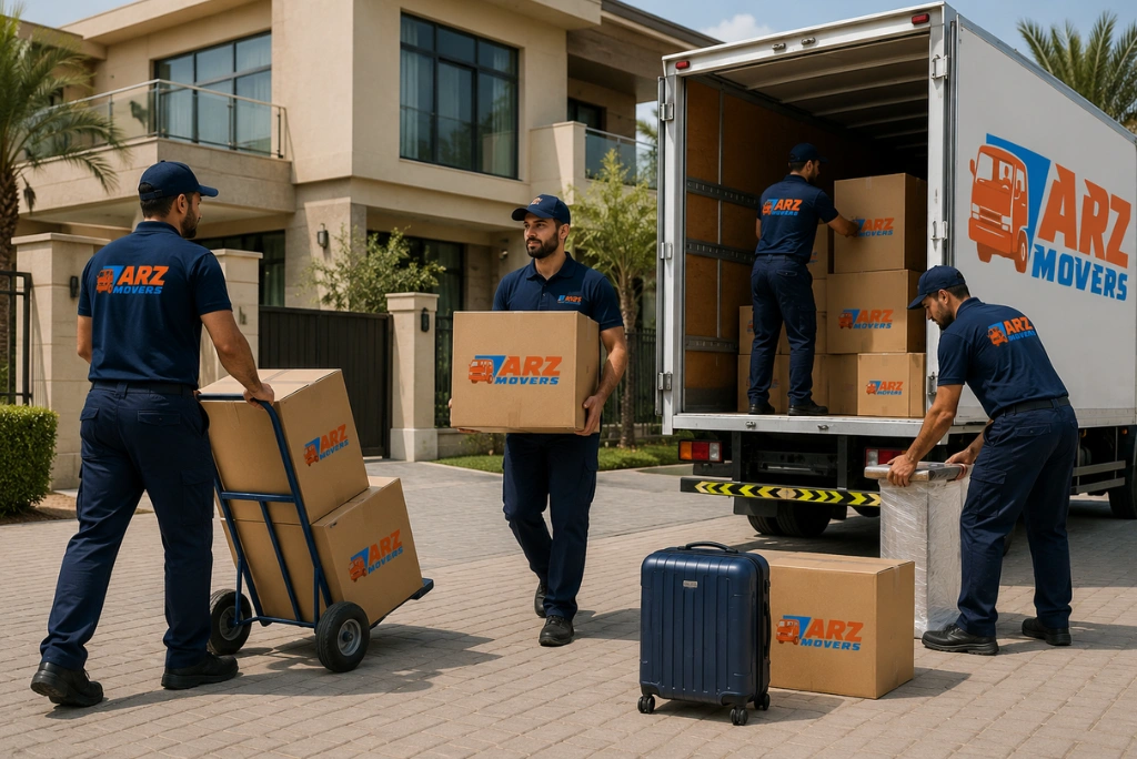 ARZ Movers handling Al Ghadeer relocation with Provis permit support, Tawtheeq coordination, and inter-emirate transport
