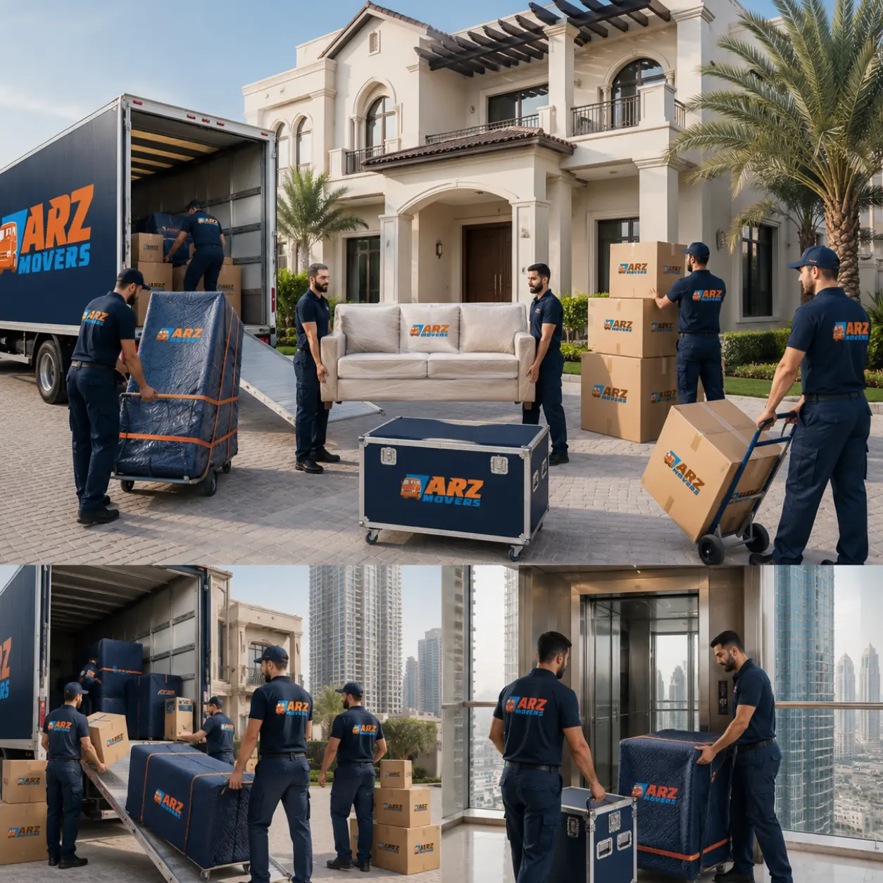 Professional movers handling villa and apartment relocations with specialized equipment, planning and safe transport.