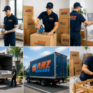 Six-step moving process including survey, packing, permits, secure transport, installation, and final handover.