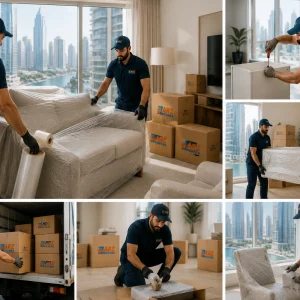 Step-by-step furniture installation process from delivery, assembly, setup to final handover and cleanup.