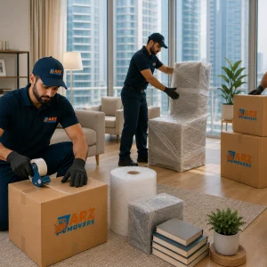 Three layer packing protection with stretch film bubble wrap cardboard shielding and cradle boxes for fragile electronics.
