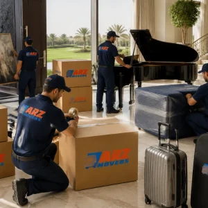 ARZ Movers offering luxury relocation in Emirates Hills Dubai with fine art packing climate controlled transport discreet service.