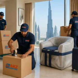 ARZ Movers managing high-rise relocation in Burj Khalifa with permits, elevator planning, and white-glove handling.