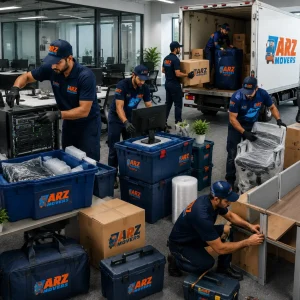 Professional office movers relocating IT systems, workstations and office furniture with precision and minimal downtime.