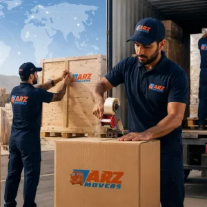 International movers in Al Ain managing overseas relocations, export packing, shipping, and global delivery.